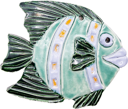 Ceramic Arts Handmade Clay Crafts Glazed Fish 6-inch by 5-inch made by Lisa Uptain and WATCH 4763