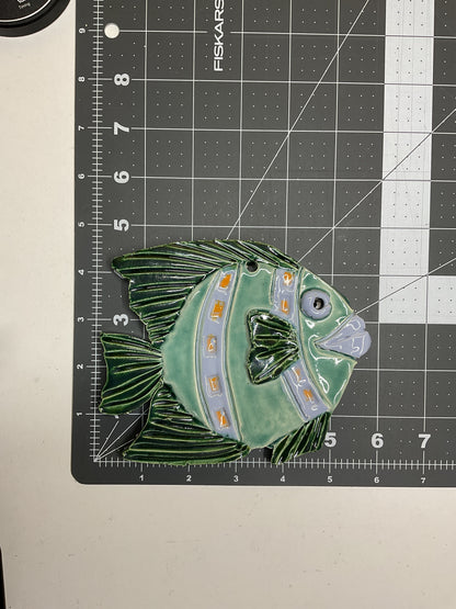 Ceramic Arts Handmade Clay Crafts Glazed Fish 6-inch by 5-inch made by Lisa Uptain and WATCH 4763