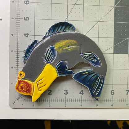 Ceramic Arts Handmade Clay Crafts Glazed Fish 6-inch by 5-inch made by Marie Marquez 4076