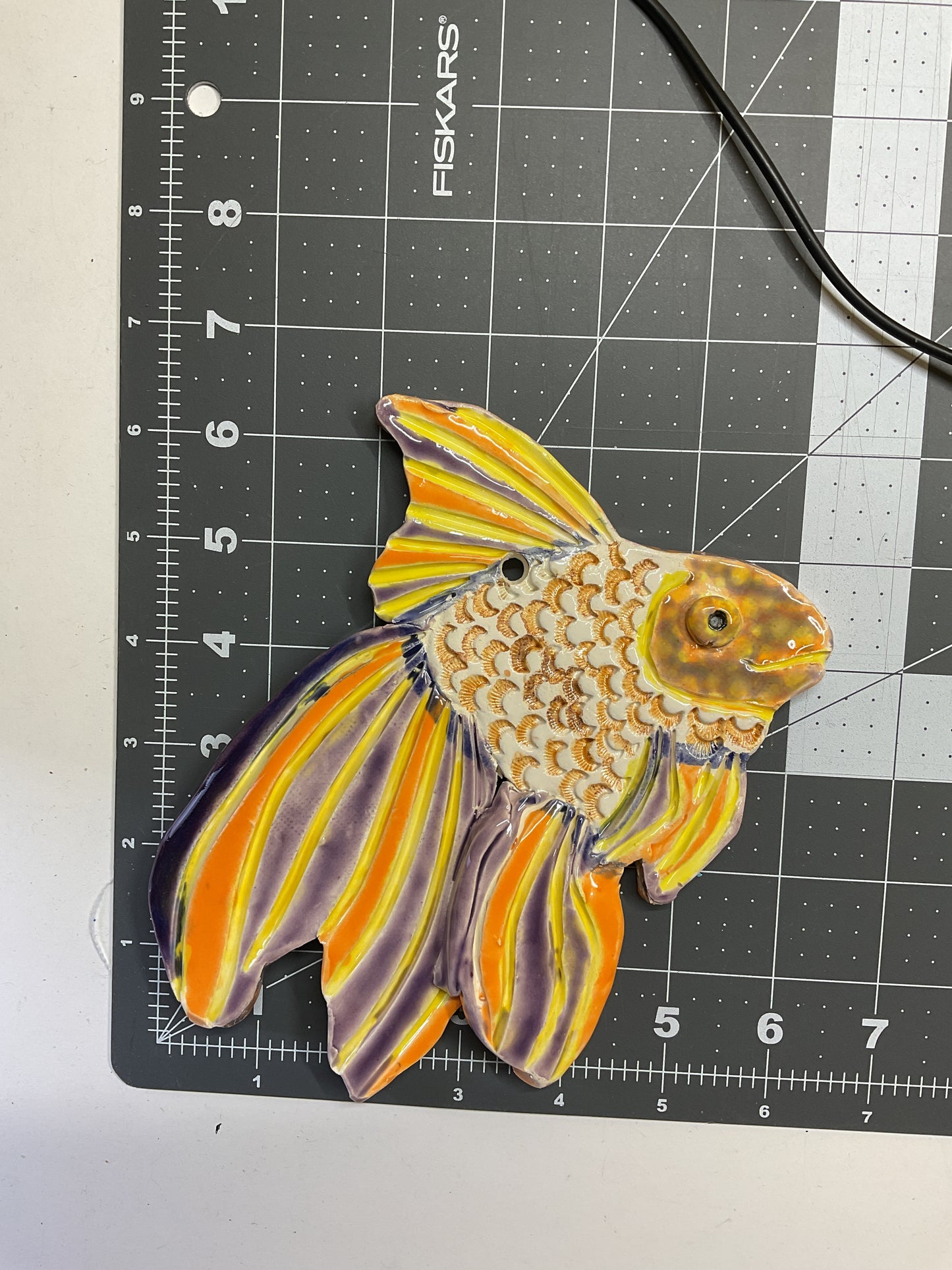 Ceramic Arts Handmade Clay Crafts Glazed Fish 6-inch by 6.5-inch made by Lisa Uptain and Anonymous 4748