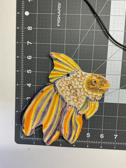 Ceramic Arts Handmade Clay Crafts Glazed Fish 6-inch by 6.5-inch made by Lisa Uptain and Anonymous 4748