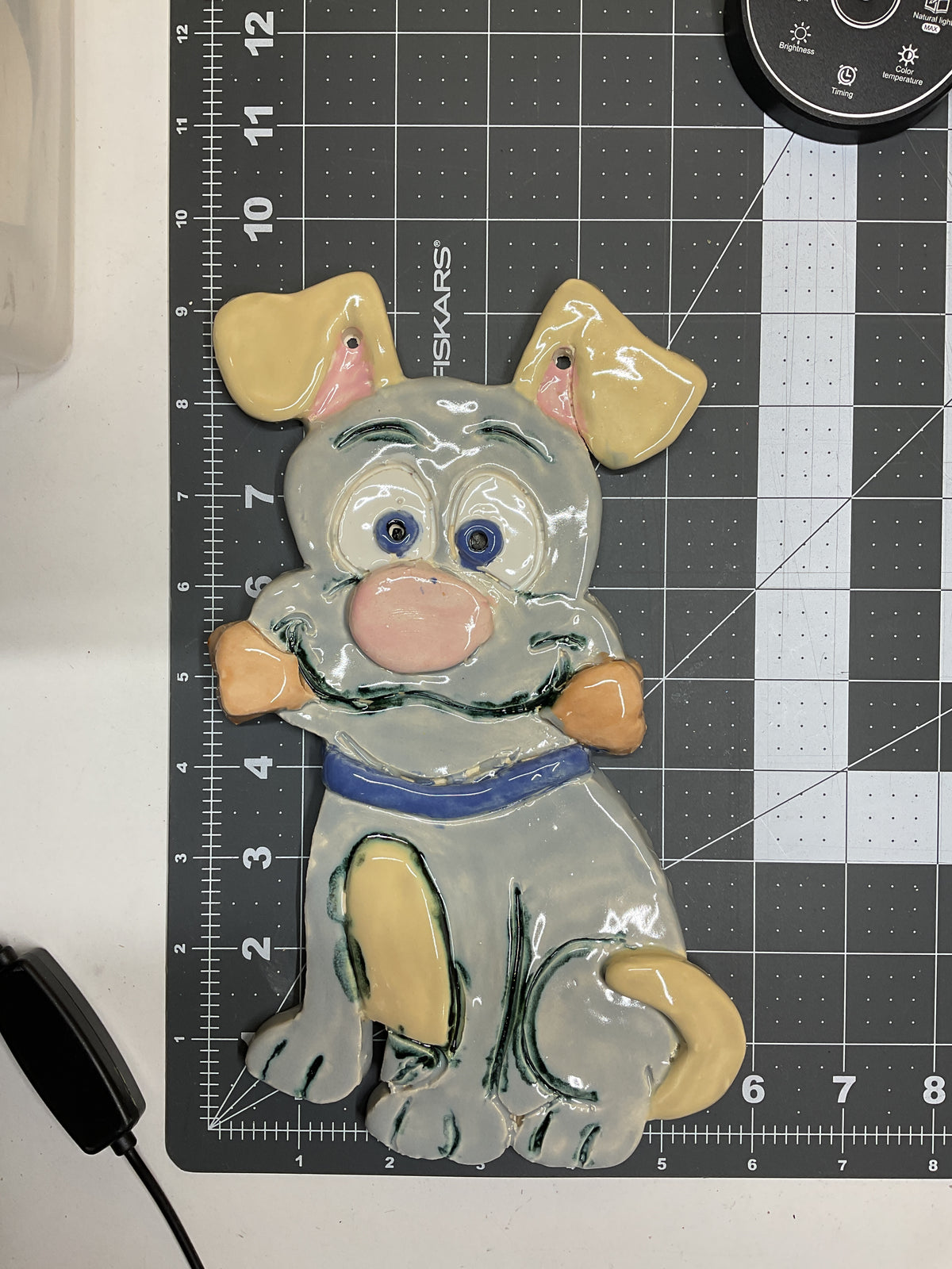 Ceramic Arts Handmade Clay Crafts Glazed Dog 6-inch by 9.5-inch made by Lisa Uptain 4797