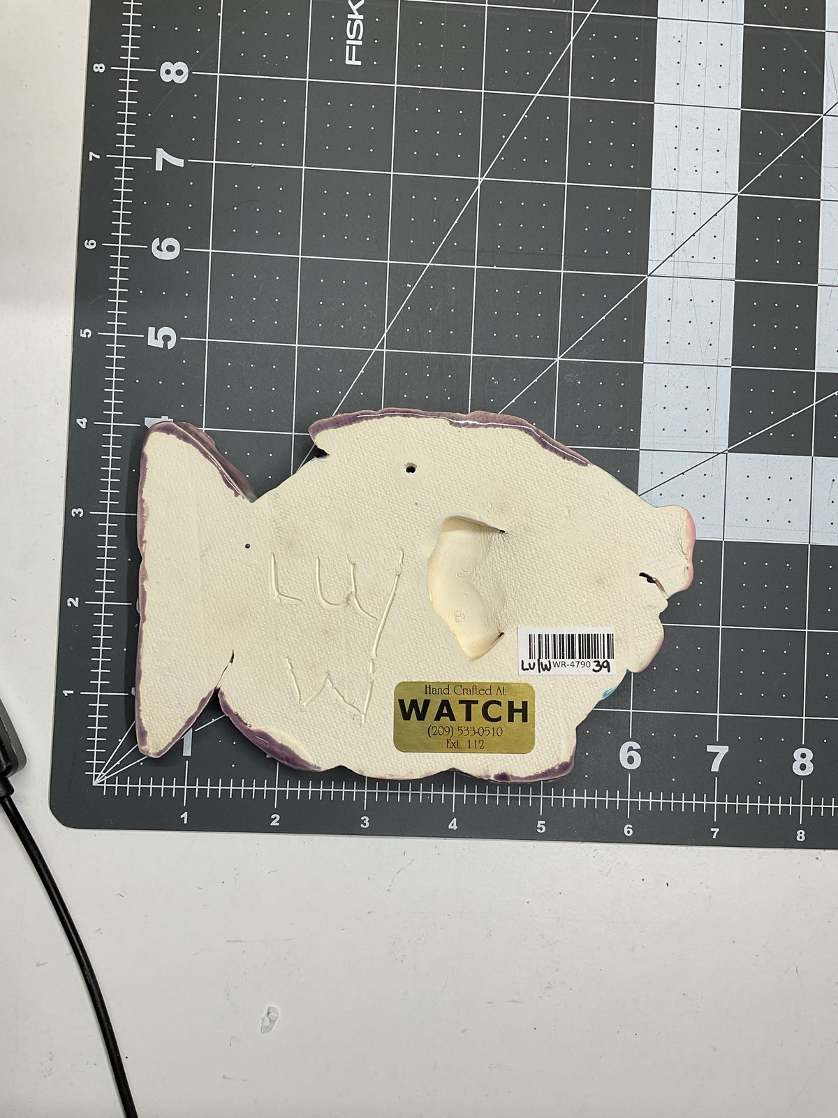 Ceramic Arts Handmade Clay Crafts Glazed Fish 6.5-inch by 4-inch made by Lisa Uptain and WATCH 4790