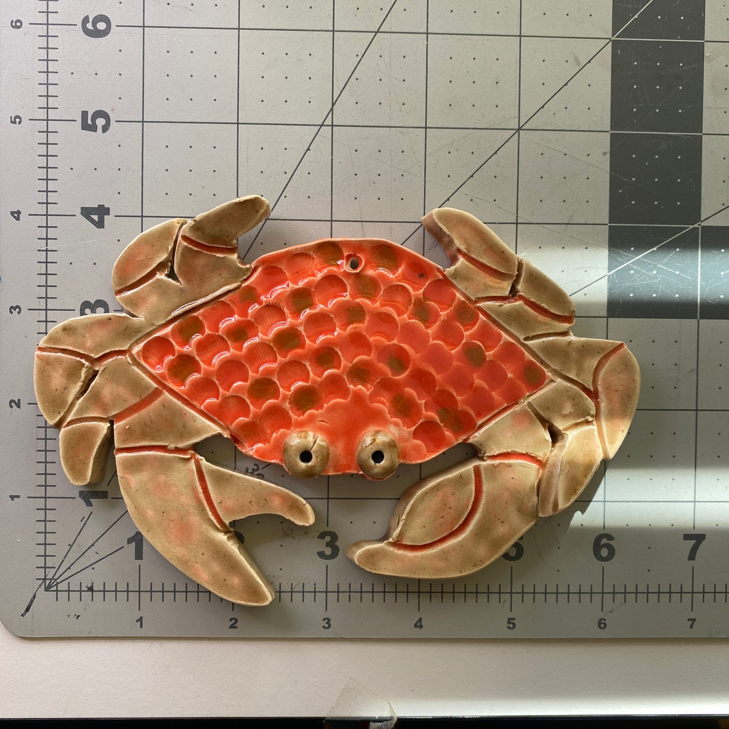 Ceramic Arts Handmade Clay Crafts Glazed Crab 6.5-inch by 4.5-inch made by Whitney Davis and Eric Stacy 4114