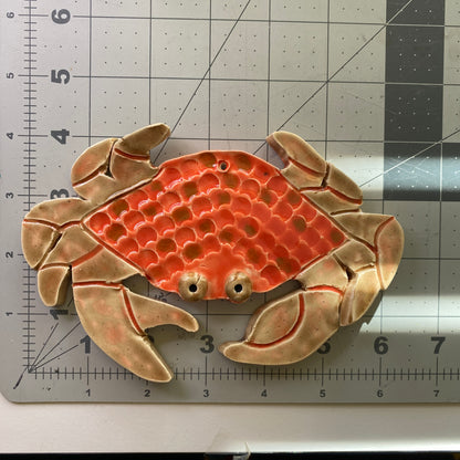Ceramic Arts Handmade Clay Crafts Glazed Crab 6.5-inch by 4.5-inch made by Whitney Davis and Eric Stacy 4114
