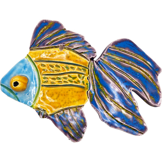Ceramic Arts Handmade Clay Crafts Glazed Fish 6.5-inch by 5-inch made by Ashley Dorsett 4115