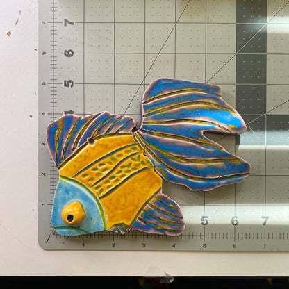 Ceramic Arts Handmade Clay Crafts Glazed Fish 6.5-inch by 5-inch made by Ashley Dorsett 4115