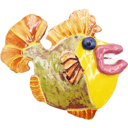 Ceramic Arts Handmade Clay Crafts Glazed Fish 6.5-inch by 5.5-inch made by WATCH 4805