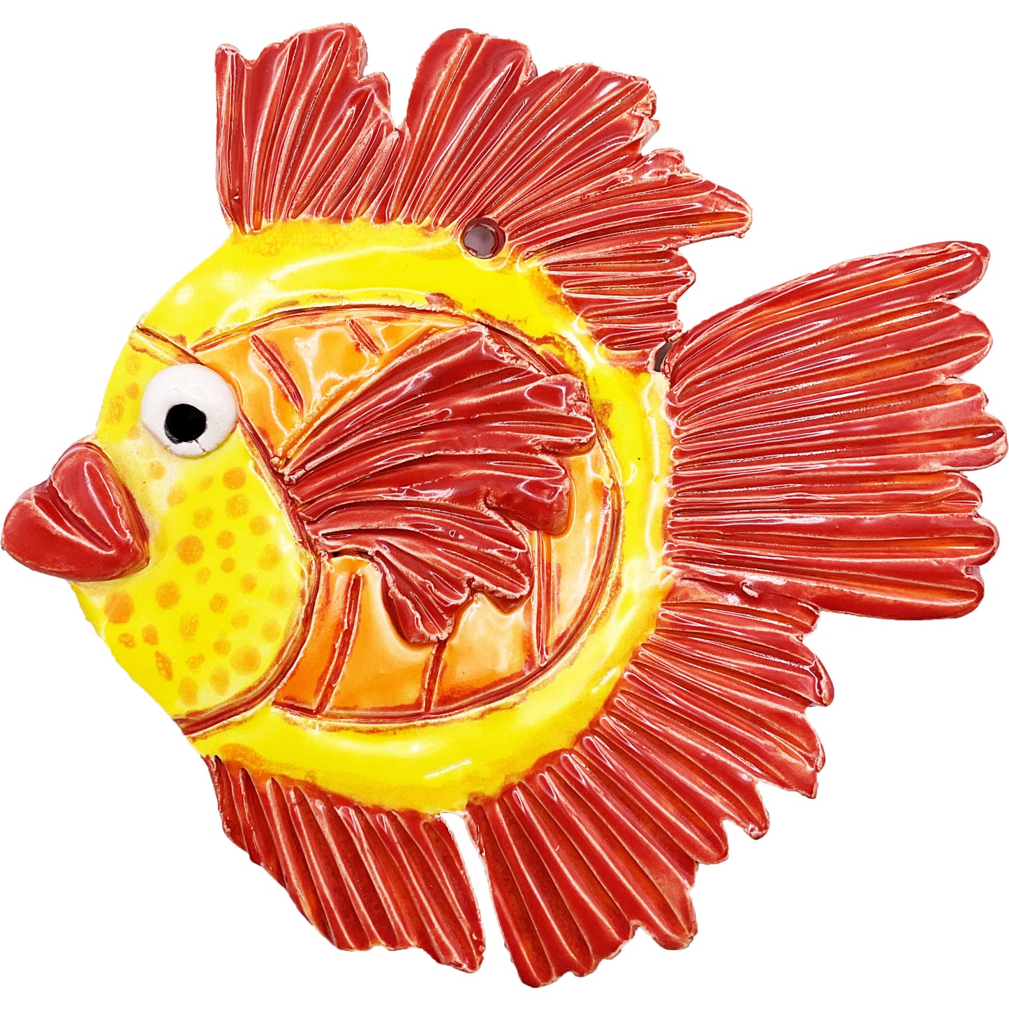Ceramic Arts Handmade Clay Crafts Glazed Fish 6.5-inch by 6-inch made by Lisa Uptain and Anonymous 4718