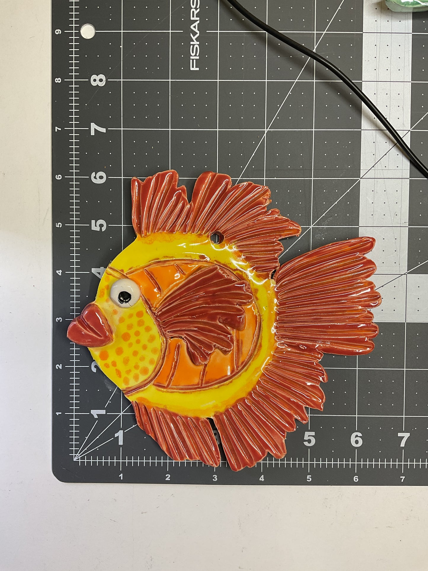 Ceramic Arts Handmade Clay Crafts Glazed Fish 6.5-inch by 6-inch made by Lisa Uptain and Anonymous 4718