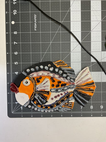 Ceramic Arts Handmade Clay Crafts Glazed Fish 6.5-inch by 6.5-inch made by Lisa Uptain and Anonymous 4716