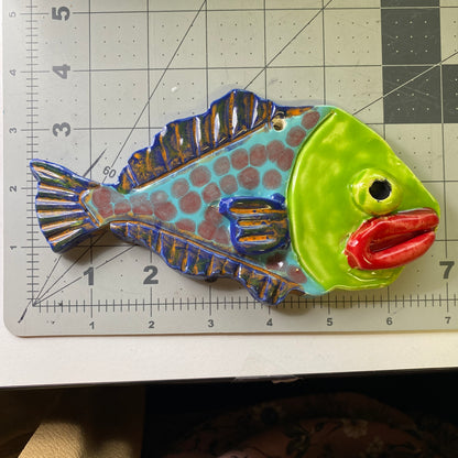 Ceramic Arts Handmade Clay Crafts Glazed Fish 7-inch by 4-inch made by Eric Stacy and Ashley Dorsett 4035
