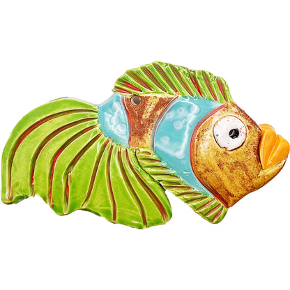 Ceramic Arts Handmade Clay Crafts Glazed Fish 7-inch by 4-inch made by Lisa Uptain and WATCH 4772