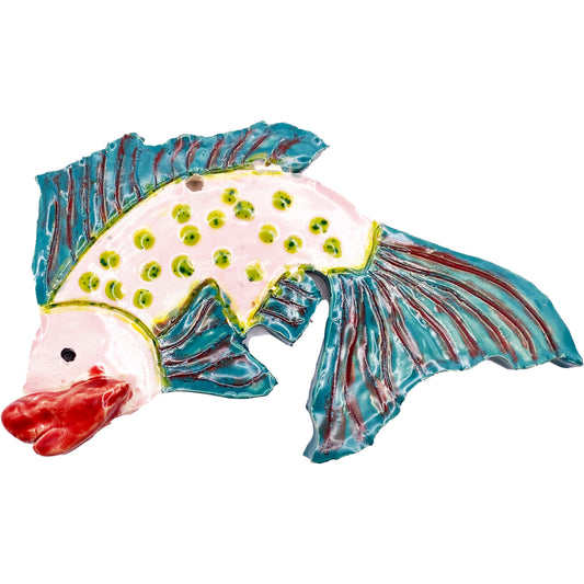 Ceramic Arts Handmade Clay Crafts Glazed Fish 7-inch by 4-inch made by Loreen Bartschi 4069