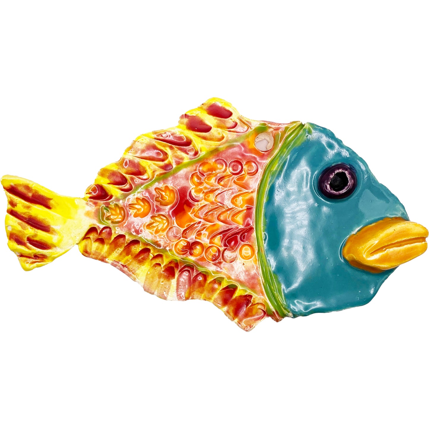 Ceramic Arts Handmade Clay Crafts Glazed Fish 7-inch by 4-inch made by Morgan Fox and Ben Levine 4019