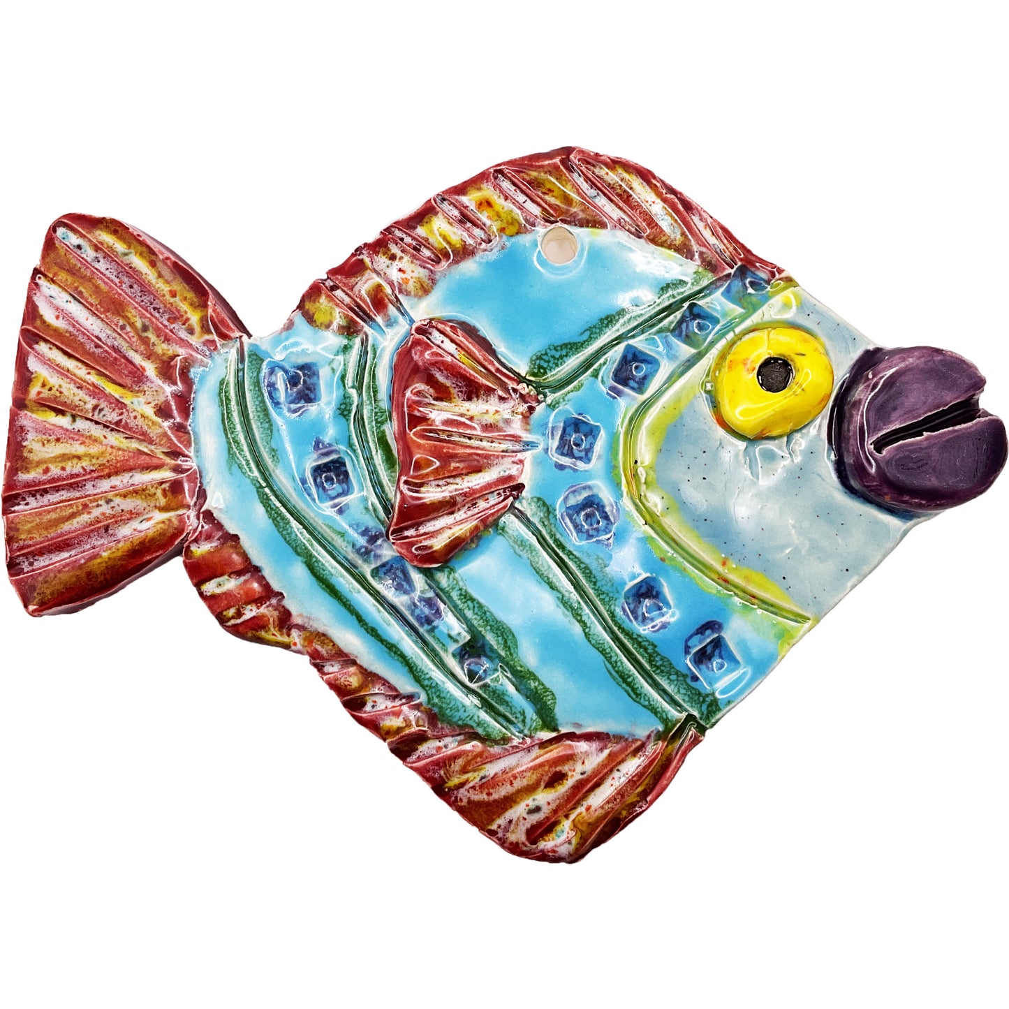 Ceramic Arts Handmade Clay Crafts Glazed Fish 7-inch by 5-inch made by Andy Crowe and Ashley Dorsett 4745