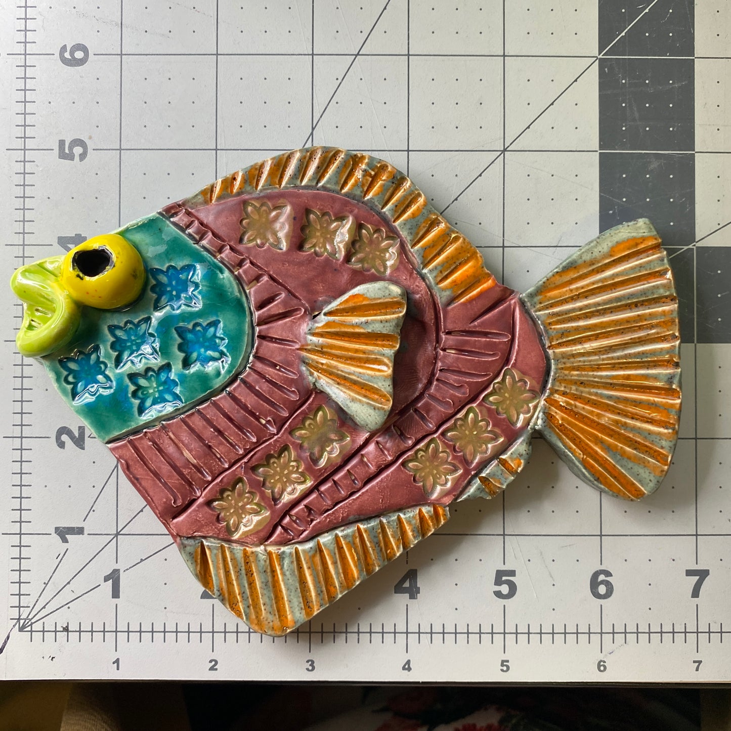Ceramic Arts Handmade Clay Crafts Glazed Fish 7-inch by 5-inch made by Eric Stacy