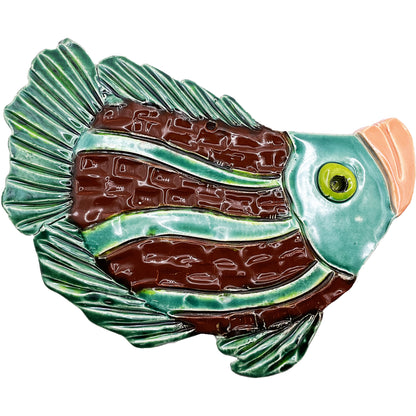 Ceramic Arts Handmade Clay Crafts Glazed Fish 7-inch by 5-inch made by Lisa Uptain and WATCH 4741