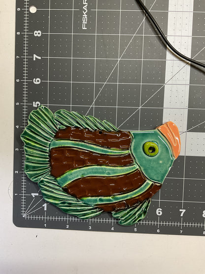 Ceramic Arts Handmade Clay Crafts Glazed Fish 7-inch by 5-inch made by Lisa Uptain and WATCH 4741