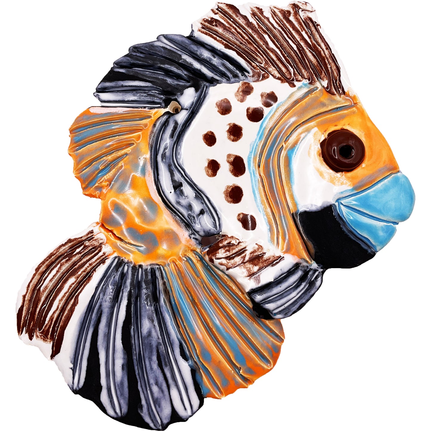 Ceramic Arts Handmade Clay Crafts Glazed Fish 7-inch by 5.5-inch made by Lisa Uptain and Ashley Dorsett 4742