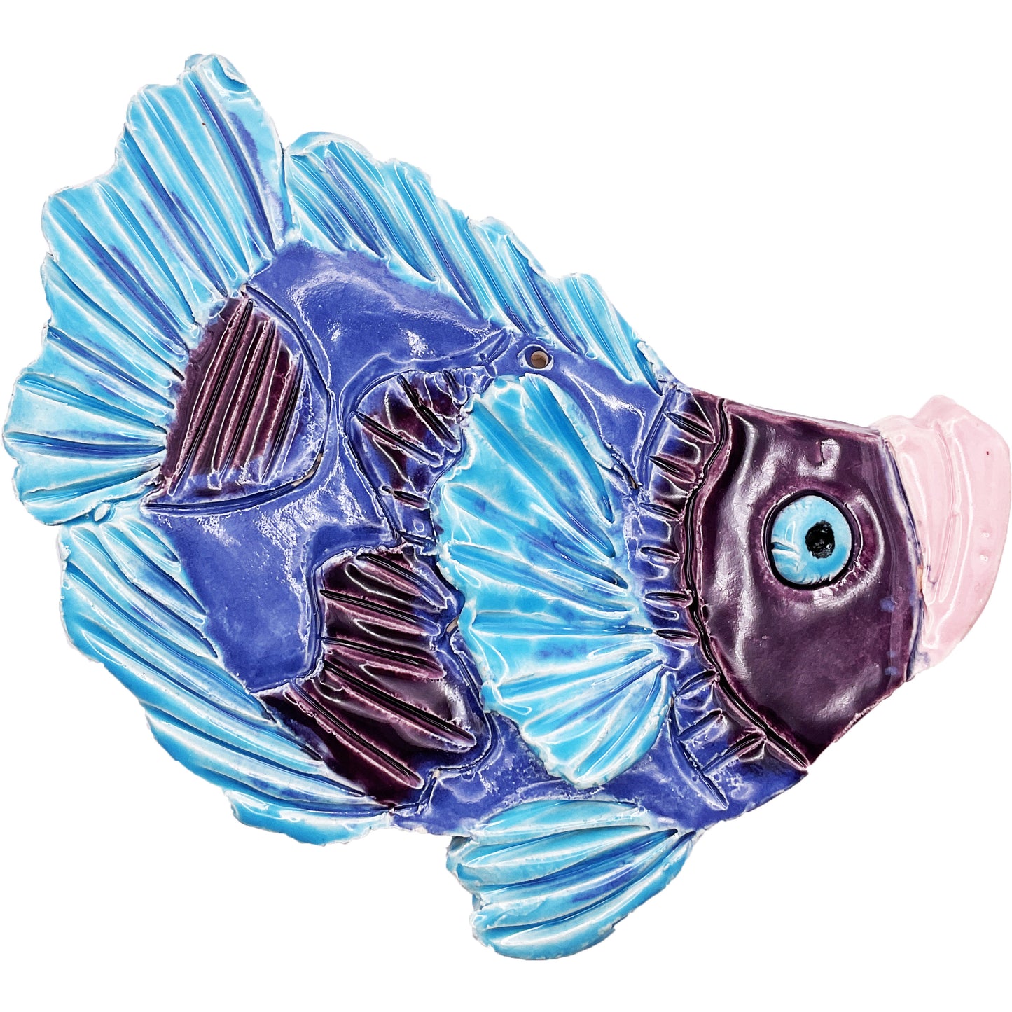 Ceramic Arts Handmade Clay Crafts Glazed Fish 7-inch by 6.5-inch made by Lisa Uptain and WATCH 4746