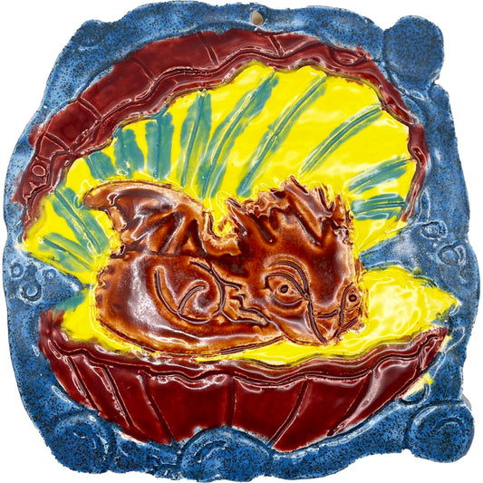 Ceramic Arts Handmade Clay Crafts Glazed Fish 7-inch by 7-inch made by Lisa Uptain and Monty Chu 4095