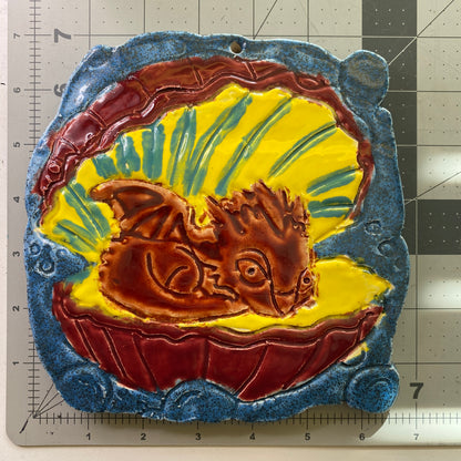 Ceramic Arts Handmade Clay Crafts Glazed Fish 7-inch by 7-inch made by Lisa Uptain and Monty Chu 4095