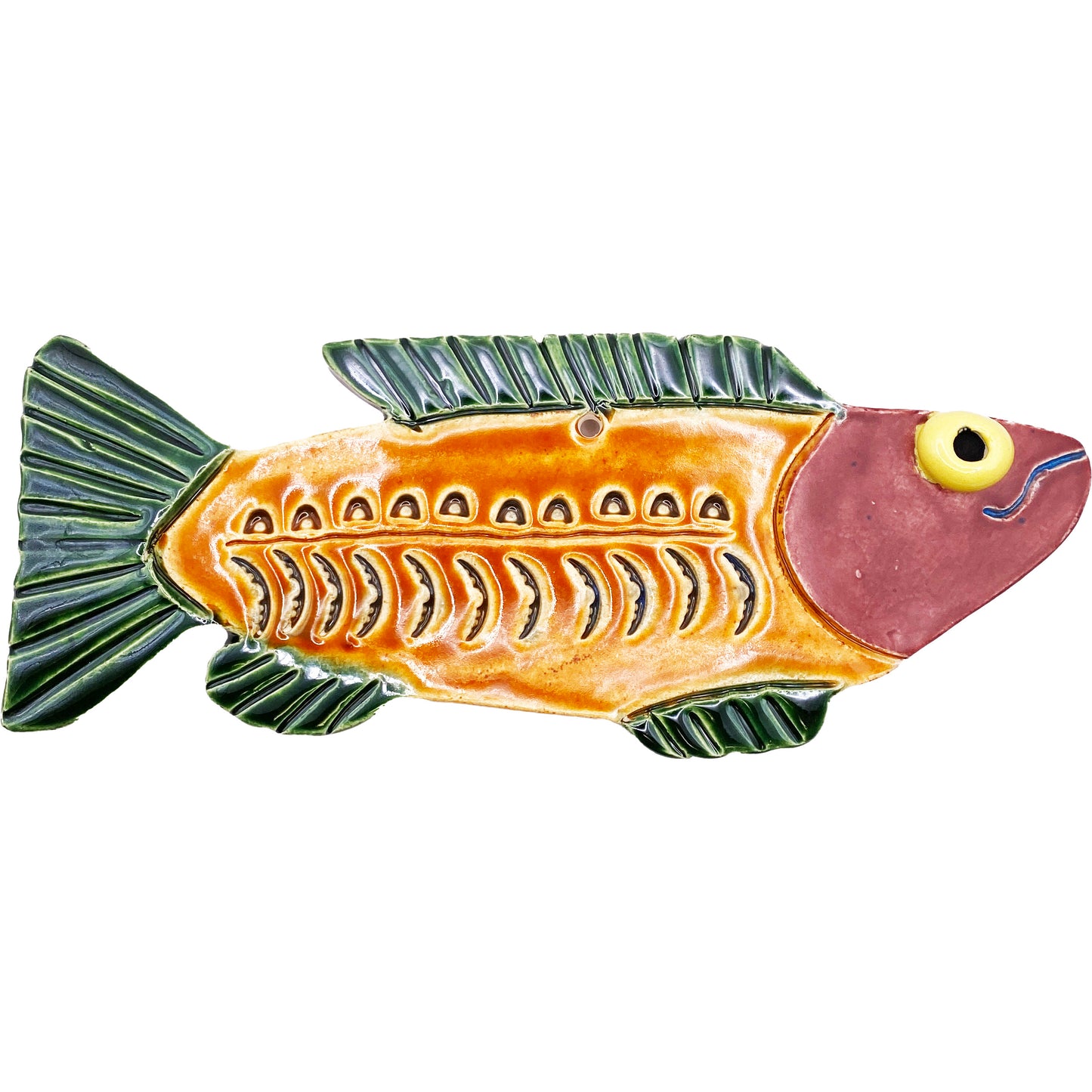 Ceramic Arts Handmade Clay Crafts Glazed Fish 7.5-inch by 3-inch made by Eric Stacy 4042