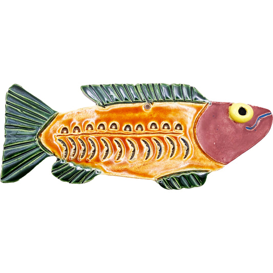 Ceramic Arts Handmade Clay Crafts Glazed Fish 7.5-inch by 3-inch made by Eric Stacy 4042