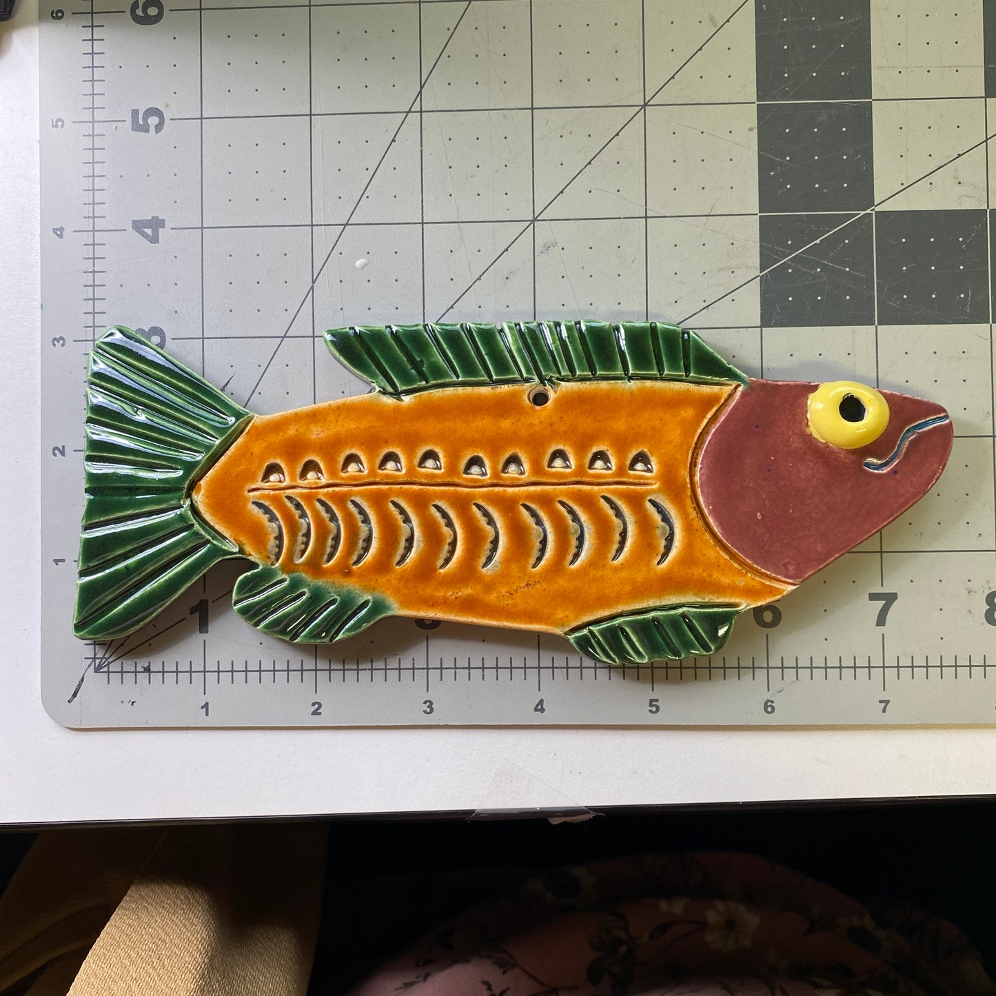 Ceramic Arts Handmade Clay Crafts Glazed Fish 7.5-inch by 3-inch made by Eric Stacy 4042