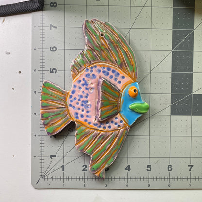 Ceramic Arts Handmade Clay Crafts Glazed Fish 7.5-inch by 5-inch made by Karissa Archer and Ashley Dorsett 4056