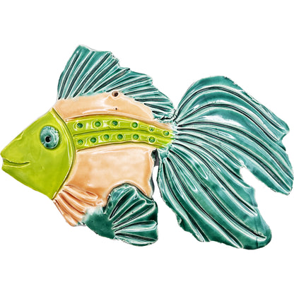 Ceramic Arts Handmade Clay Crafts Glazed Fish 7.5-inch by 5-inch made by Lisa Uptain and WATCH 4785