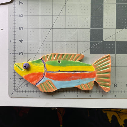 Ceramic Arts Handmade Clay Crafts Glazed Fish 8-inch by 3-inch made by Breanne Wright 4052