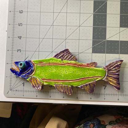 Ceramic Arts Handmade Clay Crafts Glazed Fish 8-inch by 3-inch made by Brian Netzly and Ben Levine