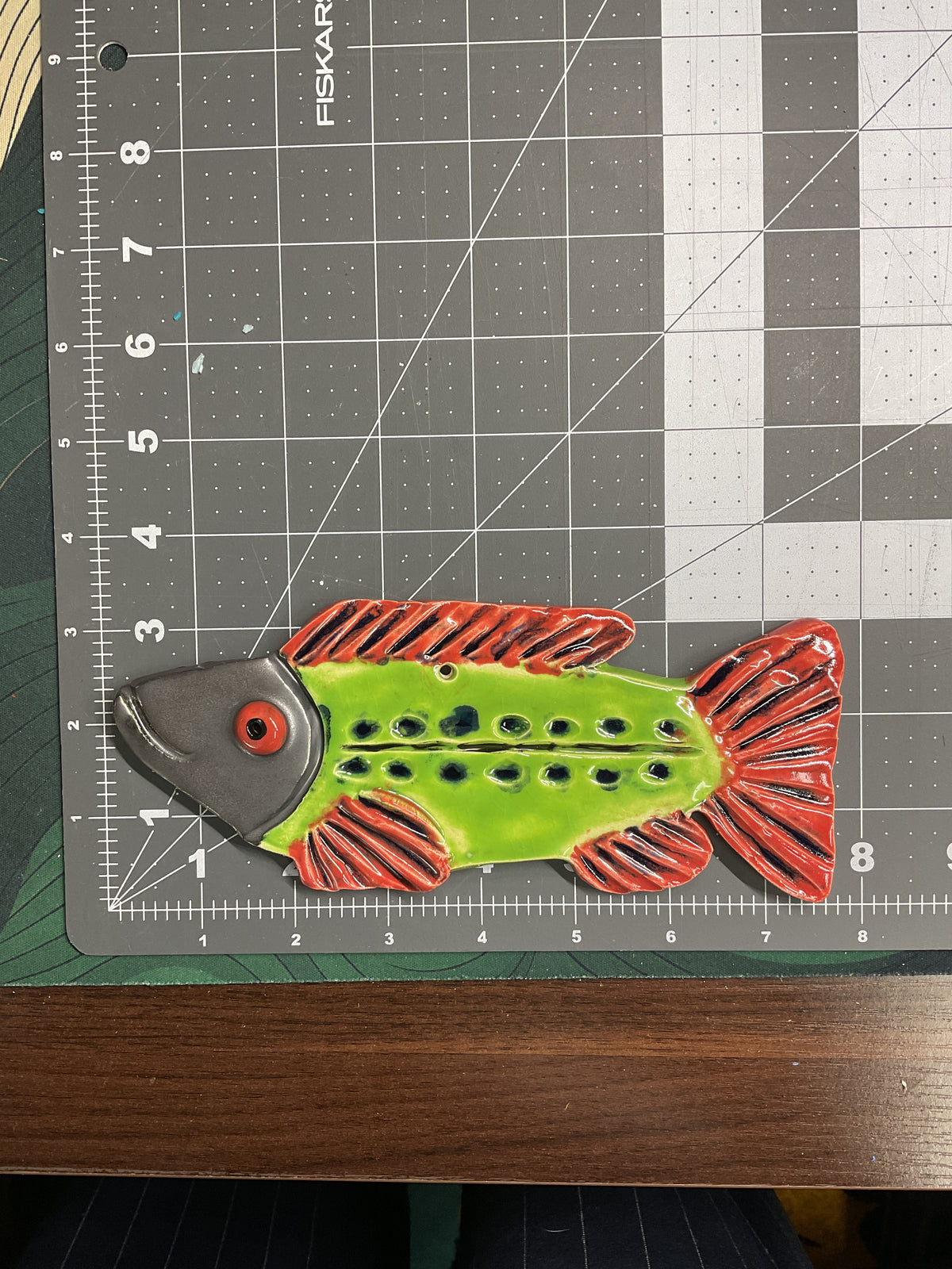 Ceramic Arts Handmade Clay Crafts Glazed Fish 8-inch by 3-inch made by Lisa Uptain 4825