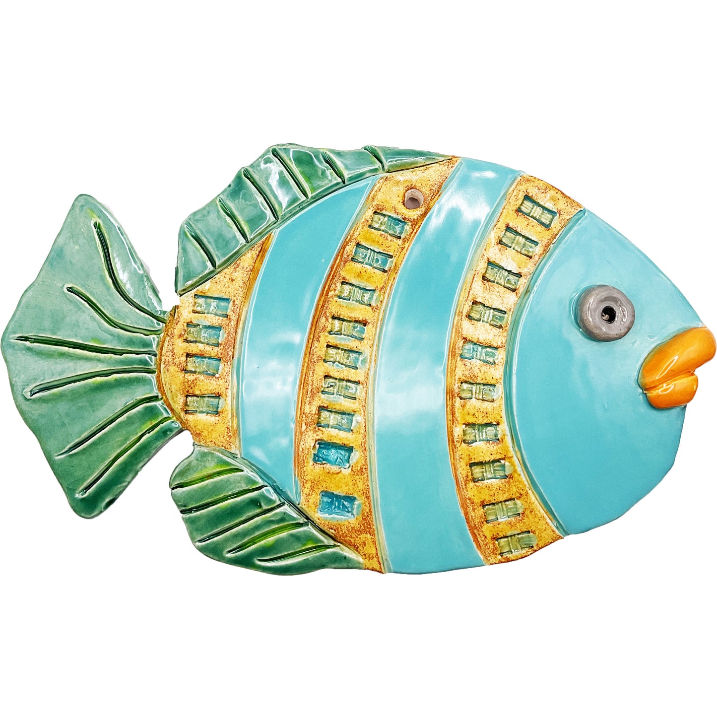 Ceramic Arts Handmade Clay Crafts Glazed Fish 8-inch by 5-inch made by WATCH 4768