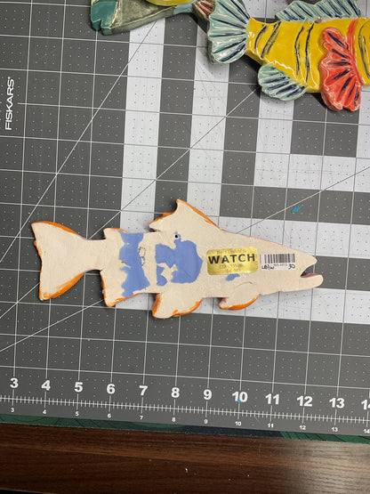 Ceramic Arts Handmade Clay Crafts Glazed Fish 8.5-inch by 3.5-inch made by Loreen Bartschi 4815