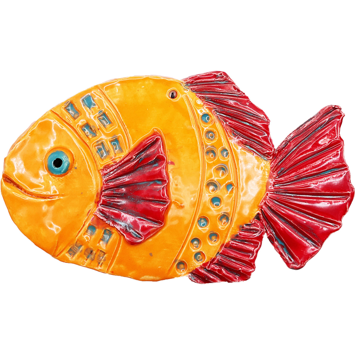 Ceramic Arts Handmade Clay Crafts Glazed Fish 8.5-inch by 5-inch made by Lisa Uptain and Andy Kohler-Crowe 4799