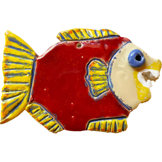 WATCH Resources Art Guild - Ceramic Arts Handmade Clay Crafts Glazed Fish w/ Teeth 6-inch by 4-inch made by Ben Levine 4497