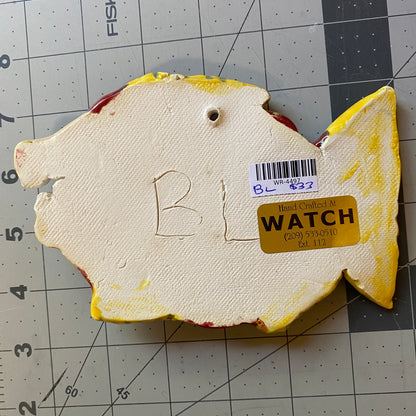 WATCH Resources Art Guild - Ceramic Arts Handmade Clay Crafts Glazed Fish w/ Teeth 6-inch by 4-inch made by Ben Levine 4497