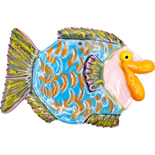 Ceramic Arts Handmade Clay Crafts Glazed Fish with Teeth 6-inch by 4-inch made by Ashley Dorset 4077