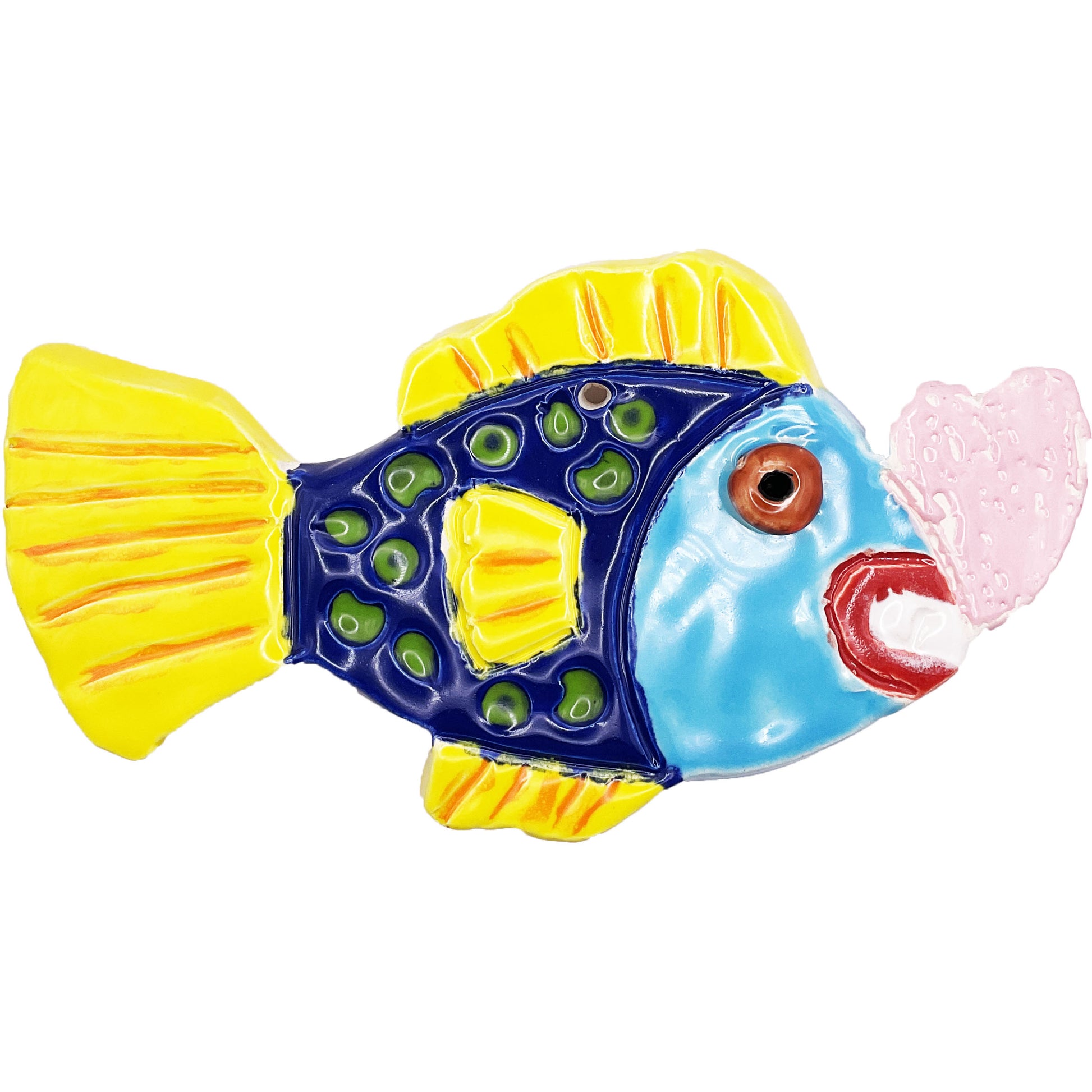 WATCH Resources Art Guild - Ceramic Arts Handmade Clay Crafts Glazed Fish with Teeth 6.5-inch by 3.5-inch made by Ryan Imhoff 4589