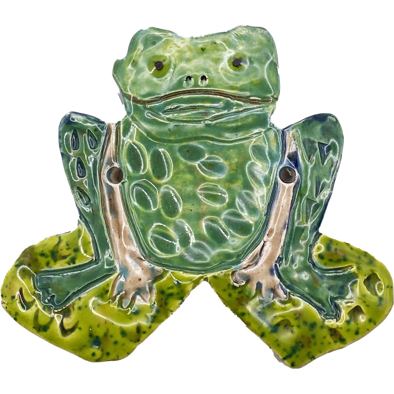 Ceramic Arts Handmade Clay Crafts Glazed Frog 4-inch by 3.5-inch made by Tami Mills 4123