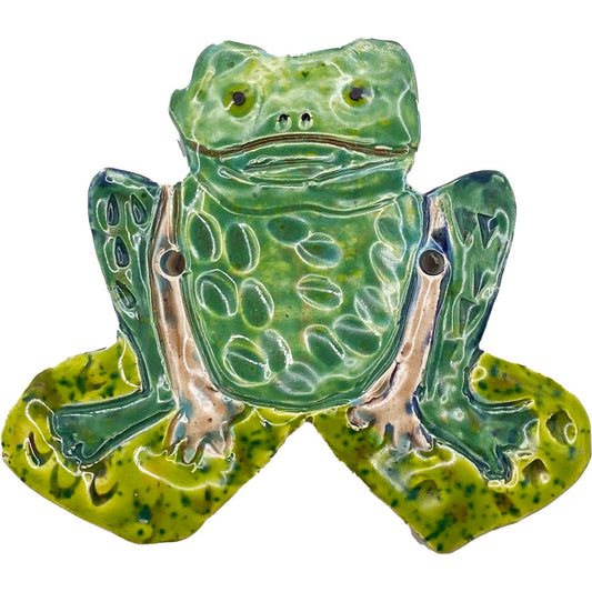 Ceramic Arts Handmade Clay Crafts Glazed Frog 4-inch by 3.5-inch made by Tami Mills 4123