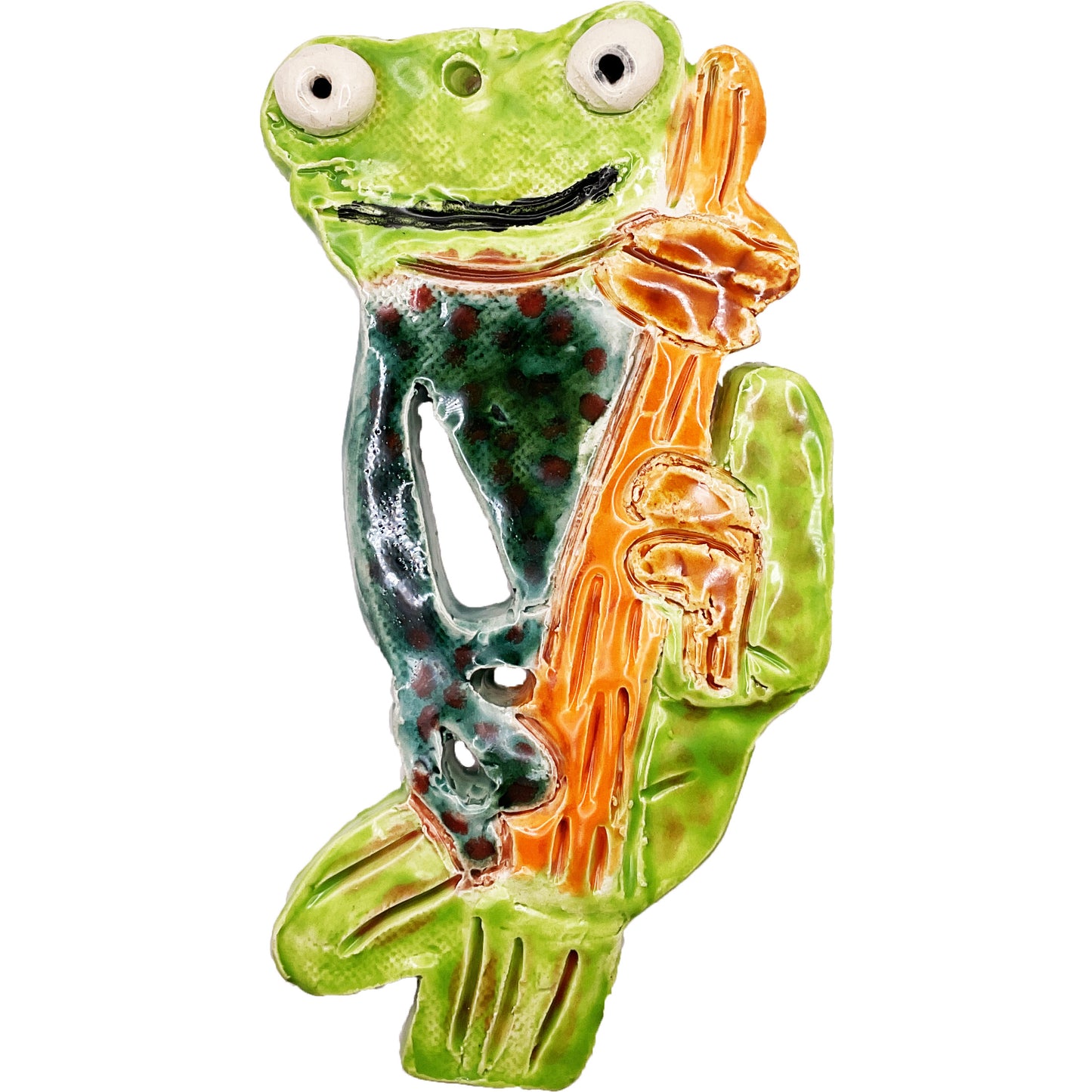 Ceramic Arts Handmade Clay Crafts Glazed Frog 6-inch by 3.5-inch made by Anonymous and WATCH 4743