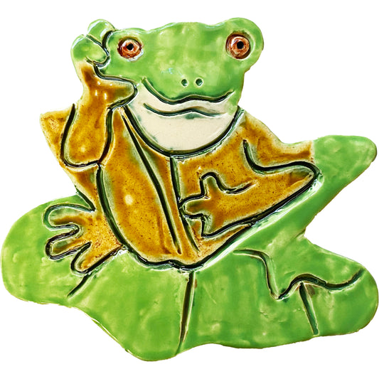 WATCH Resources Art Guild - Ceramic Arts Handmade Clay Crafts Glazed Frog 6-inch by 5.5-inch made by Monty Chu 4498