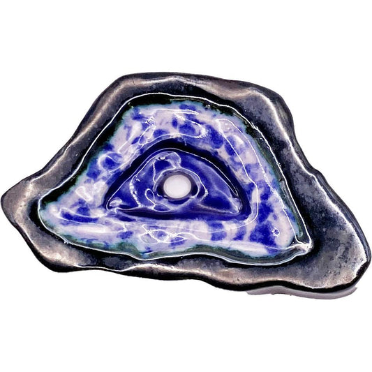 Ceramic Arts Handmade Clay Crafts Glazed Geode 3-inch by 2-inch made by Angelina Vida White 4059