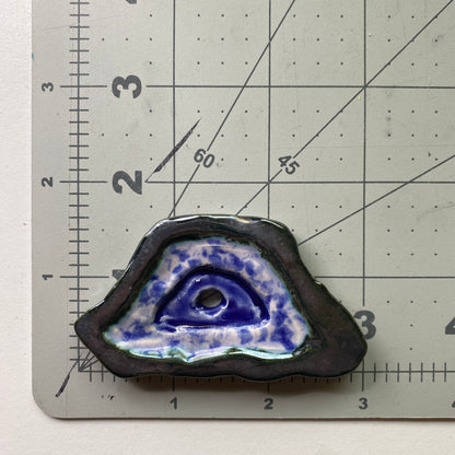 Ceramic Arts Handmade Clay Crafts Glazed Geode 3-inch by 2-inch made by Angelina Vida White 4059