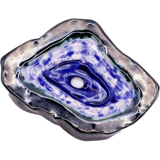 Ceramic Arts Handmade Clay Crafts Glazed Geode 3-inch by 2-inch made by Angelina Vida White 4060