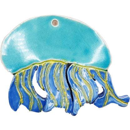 Ceramic Arts Handmade Clay Crafts Glazed Jelly Fish 5-inch by 4-inch made by Angelina Vida-White 4767